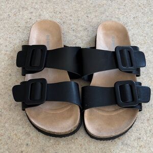 Black Double Strap Sandals